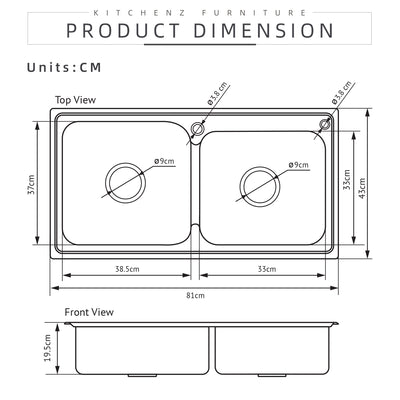 SUS304 Stainless Steel Double Bowl Kitchen Sink-KZ-KS-DB-308143-S