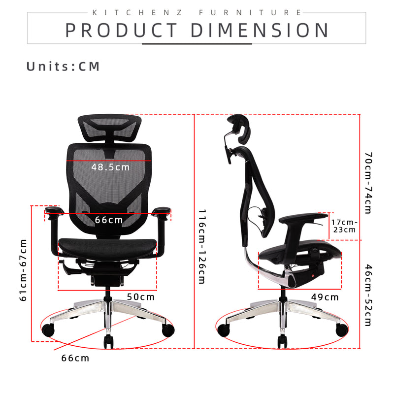 VIDA V7-X Mesh with Y Frame Ergonomic Office Chair-GTC-GC-V7X-BK-MH
