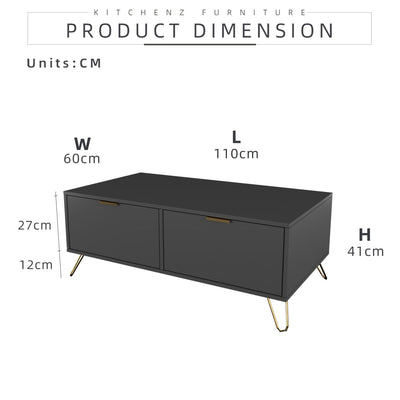 (EM) 4FT Stellate Series Coffee Table with 2 Way Access Drawers-HMZ-FN-CT-1100-DGY