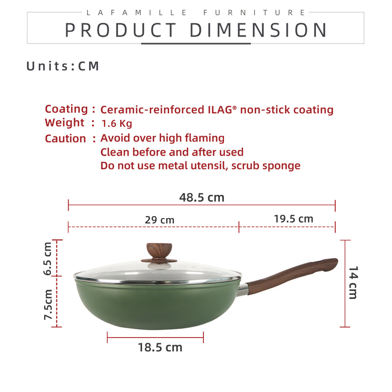 28cm Frying Pan with Glass Lid German Ernesto 5 Layer Non Stick 4.5mm-KZ-KW-NSFY-W28-MC