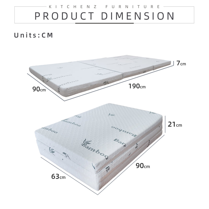(EM) 2.5/3" Latex Feel Foldable Anti-Static Bamboo Foam Mattress with Portable Carry Bag-HMZ-FMT-BAMBOO-2.5INCH/3INCH