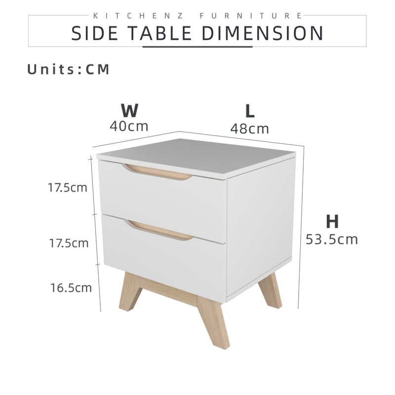 (EM) 2FT Simona Series Side Table Particle Board with 2 Drawers-HMZ-FN-ST-5448-WT