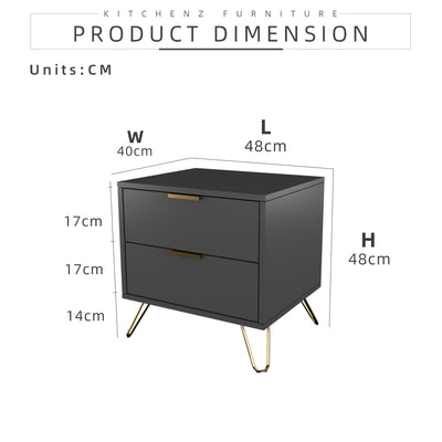 2FT Stellate Series Side Table with 2 Way Access Drawers-HMZ-FN-ST-4842-DGY