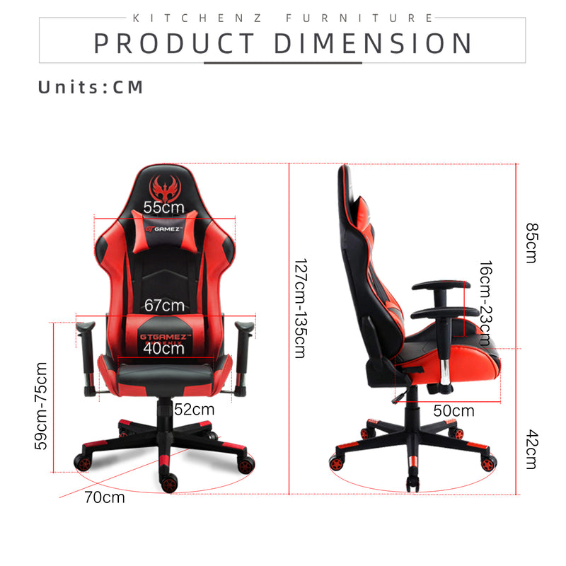 Gaming Chair with E-Sports Ergonomic Backrest / Headrest & Lumbar Support Pillows-GMZ-GC-YG-725/726