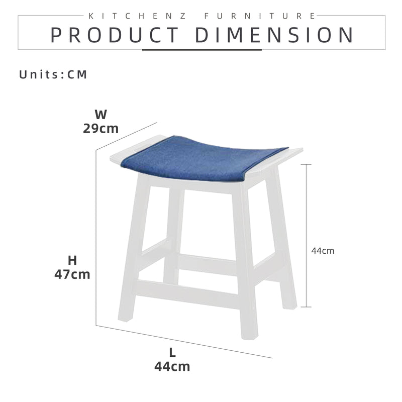 4PCS Solid Wood Bar Stool with Jeans Fabric / Small Size / Cafe / Pub / Wenge / White - SSH-FN-118-JEANS