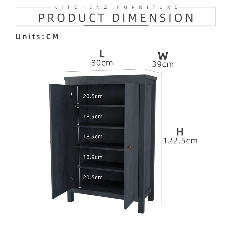 2.6FT Akara Series Shoe Cabinet with 1 Door 4 Adjustable Shelves-HMZ-FN-DC-A1230-DG