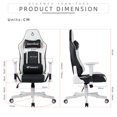 (EM) Diamond High Back PU Leather / Mesh Back E-Sports Gaming Chair with Ergonomic Design / Support Pillows-HMZ-GC-DJ-0083