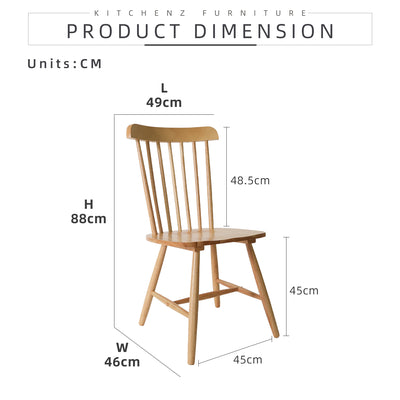 2PCS Ton Chair Nordic Solid Wood Dining Chair with Nature Oak - HMZ-FN-DC-TONCHAIR-NO