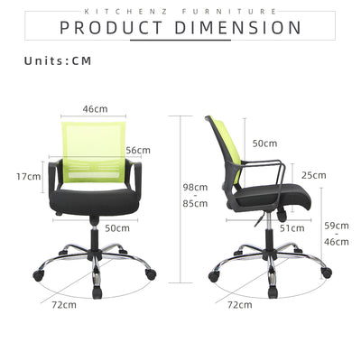 Amos Green Mesh Ergonomic Office Chair-HMZ-OC-MB-AMOS-GN+BK