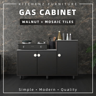 3.8FT/2.5FT Gas Cabinet Kitchen Cabinet Storage Cabinet with Mosaic Top / Gas Kabinet Simpanan Dapur-HMZ-FN-GC-505/606-WN