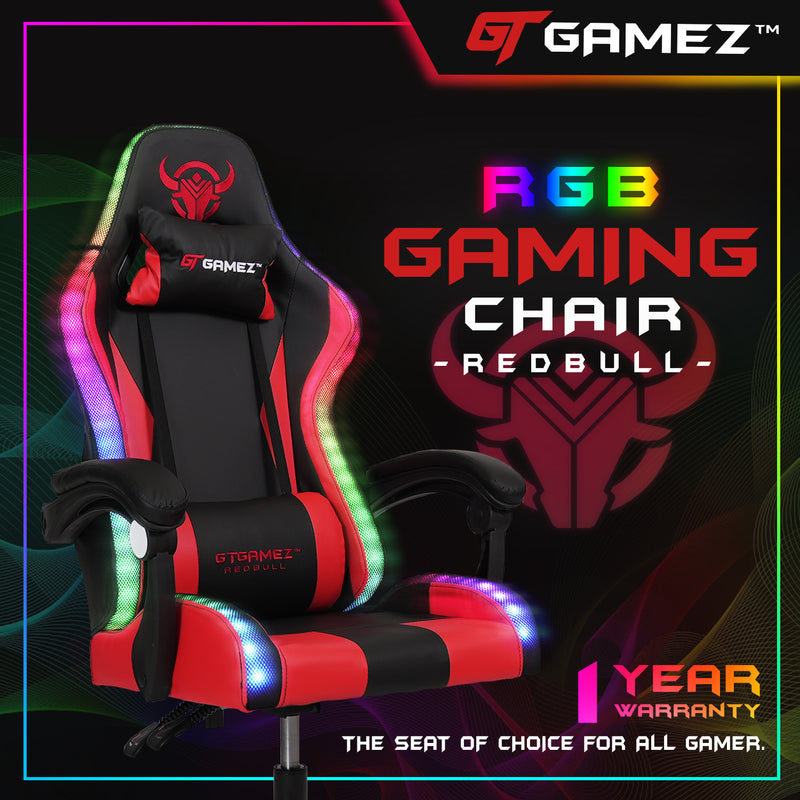 Redbull RGB LED Lighting E-Sports Ergonomic Gaming Chair-GMZ-GC-YG-721RD-LED