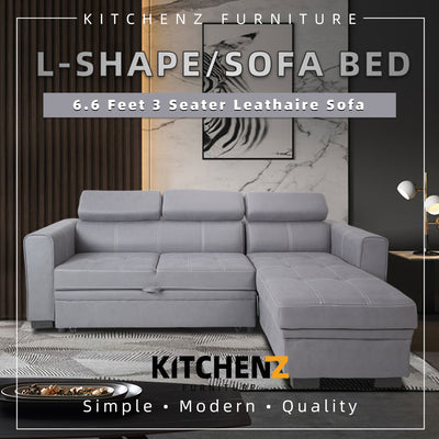 (FREE Shipping) 6.6FT L-Shape Leathaire 3 Seater Sofa / Sofa Bed-HMZ-FN-SF-Y2960