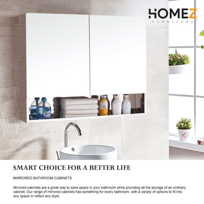 100% Stainless Steel Bathroom Mirror Cabinet with Open Shelf Space-HMZ-BR-MC-7093