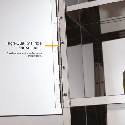 100% Stainless Steel Bathroom Mirror Cabinet with Open Shelf Space-HMZ-BR-MC-7093