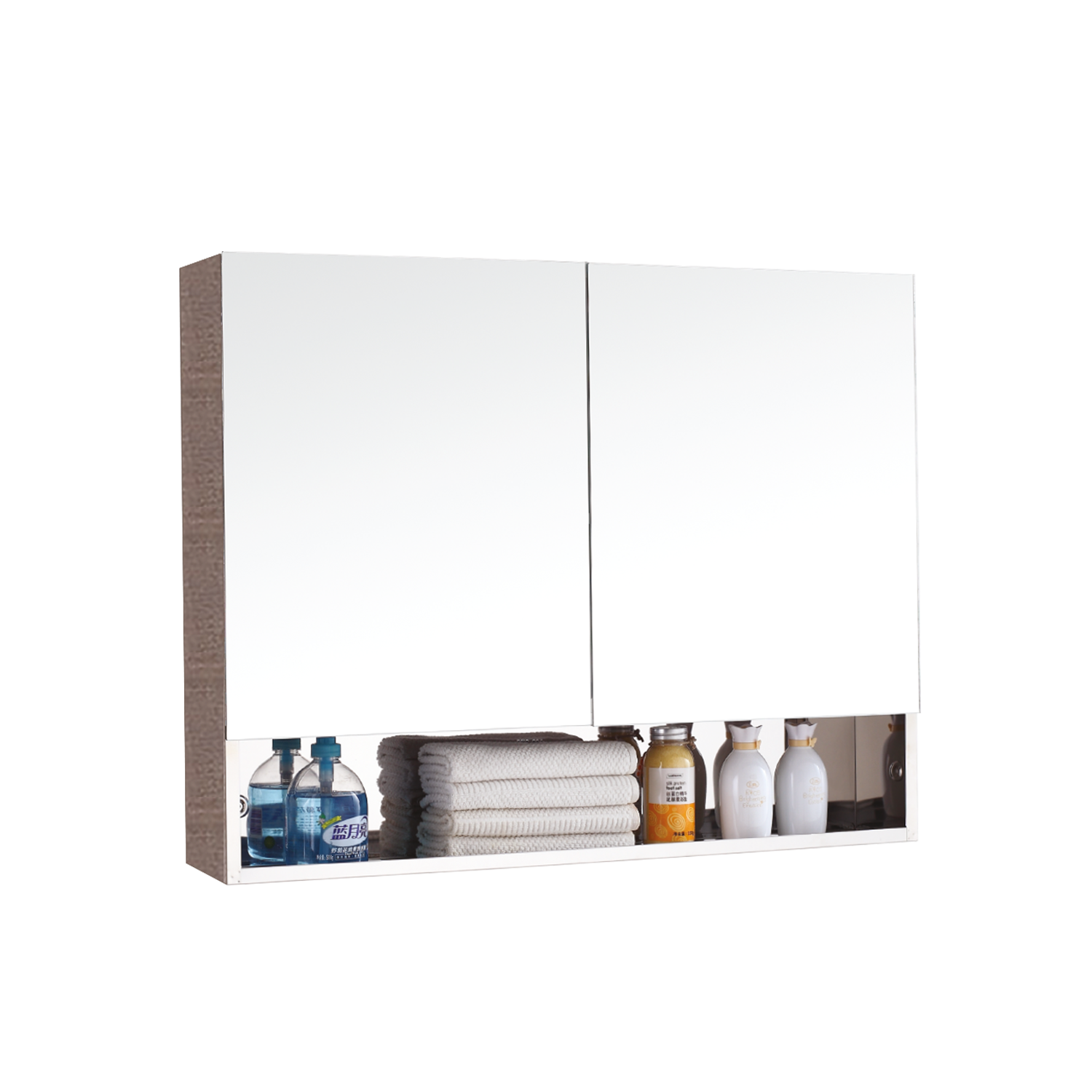 100 Stainless Steel Bathroom Mirror with Open Shelf SpaceHMZ