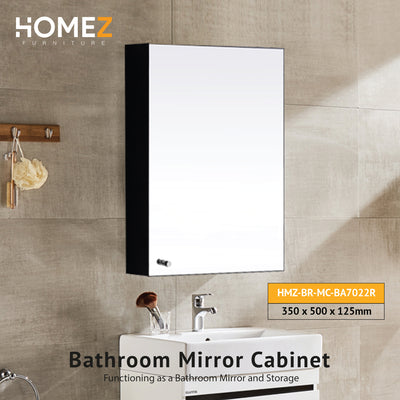 Black Powder Coated Bathroom Mirror Cabinet with Multiple Compartments-HMZ-BR-MC-BA/BB7022R