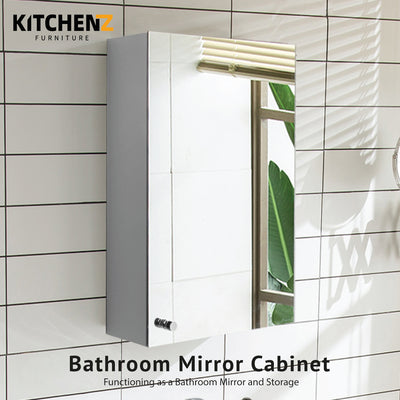 White Powder Coated Bathroom Mirror Cabinet with Multiple Compartments-HMZ-BR-MC-WA/WB7022R