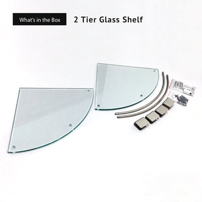1 Tier / 2 Tier / 3 Tier Wall Mounted Stainless Steel Bathroom Corner Glass Shelf-HMZ-BRGS-LY8801/2/3