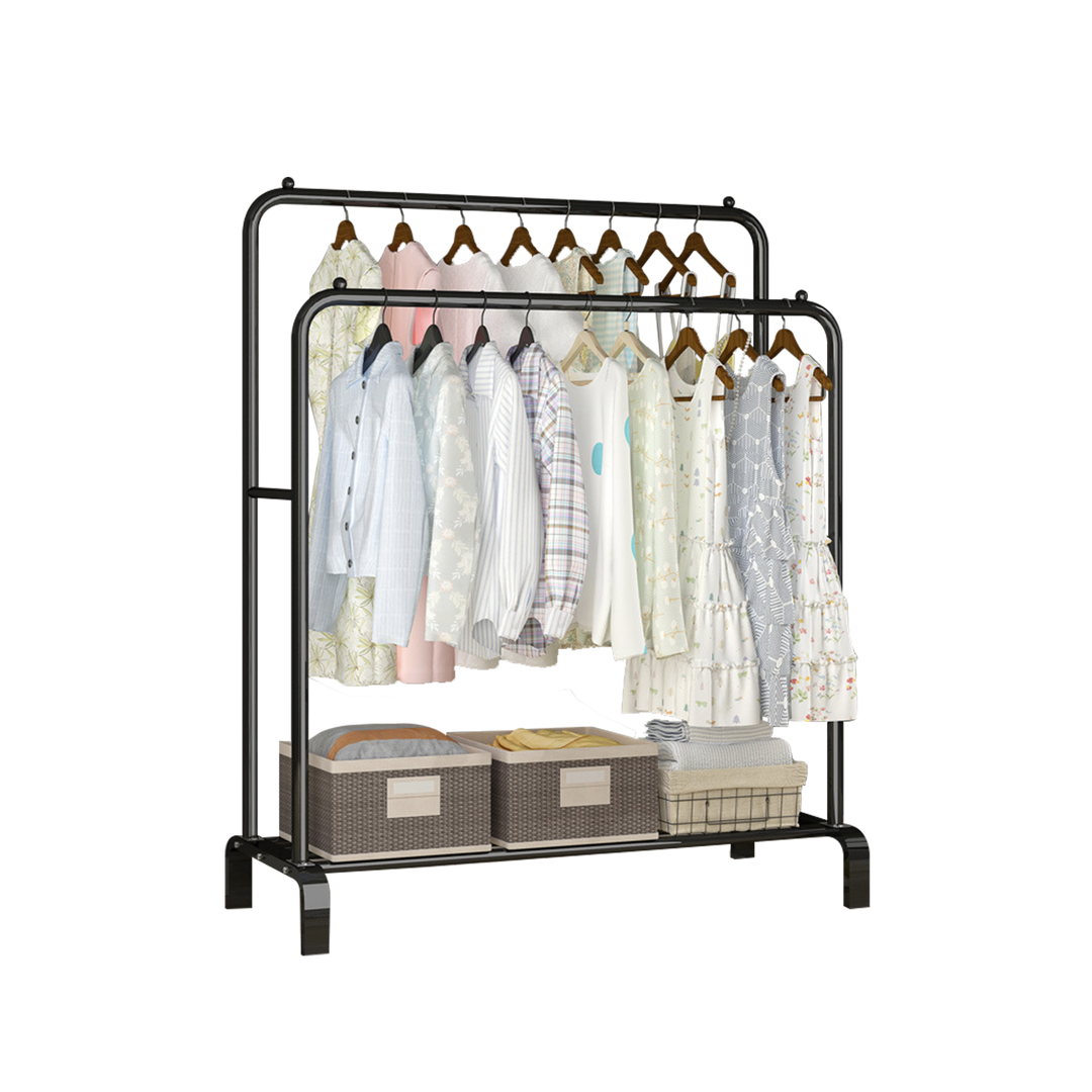 Anti Rust Clothes Hanger Metal Garment Rack with Bottom Shelves