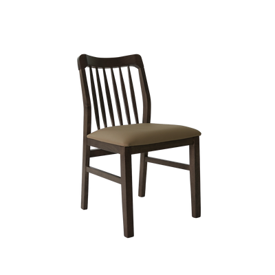 2PCS Solid Wood Dining Chair Grey Seat Walnut - HMZ-FN-DC-ZV800-WN