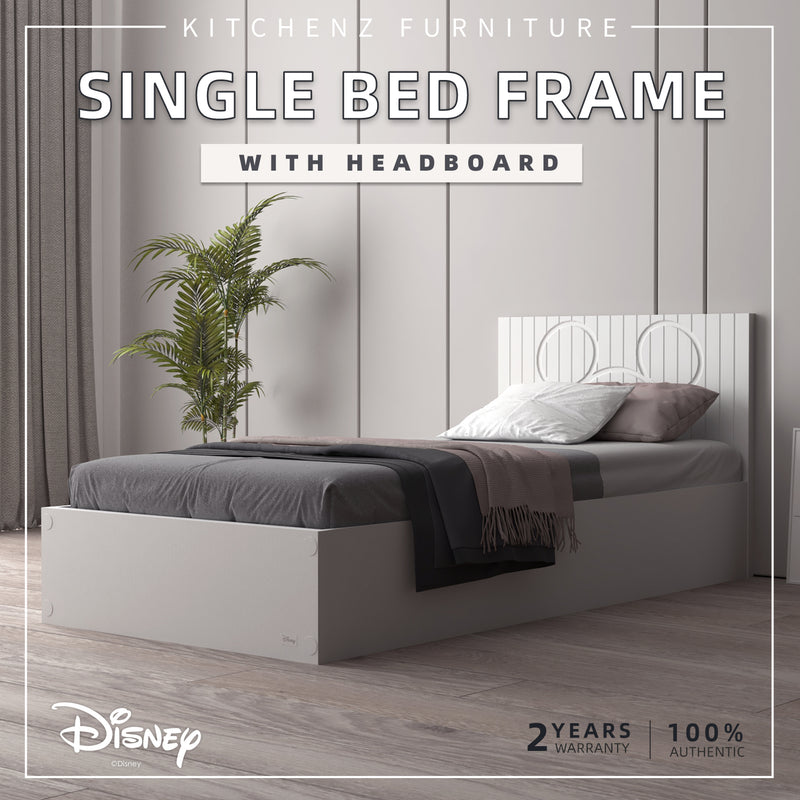 6.5FT Disney Series Wooden Single Bed Frame 100% Authentic 3D Concave-Convex Katil Single Kayu Mickey-HMZ-FN-BF-D8276-WT