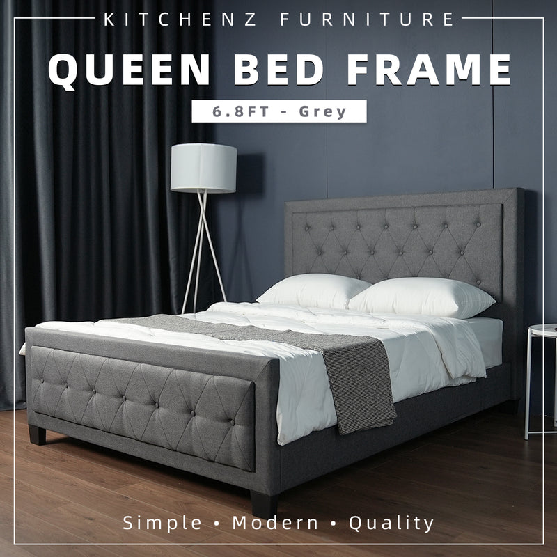(EM) 6.8FT Divan Queen Size Bed Frame Katil Queen High Headboard Linen Fabric Bed Frame-DV20907Q/18820Q/18804Q