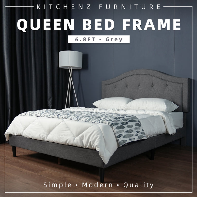 (FREE Shipping) 6.8FT Divan Queen/King Size Bed Frame Katil Queen High Headboard Linen Fabric Bed Frame