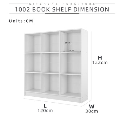 (EM) 9 Compartments Book Shelves Premium Wooden Book Cabinet / Bookcase Book Shelf-HMZ-FN-BS-1002