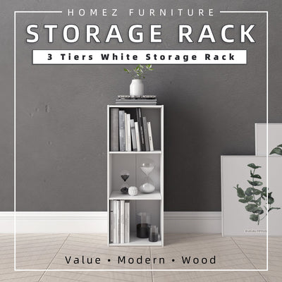 (EM) 3/4/5 Tier Storage White Color Box Bookcase Cabinet / Multipurpose Cabinet/ Rak Buku Kayu - HMZ-FN-CB-1001/1011/1021