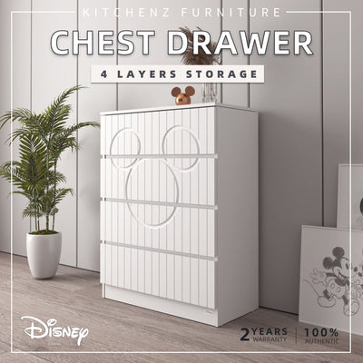 (EM) 3FT Disney Series 4 Layer Chest Drawer 3D Concave-Convex Surface Big Size Mickey 100% Authentic-HMZ-FN-CD-D8273-WT