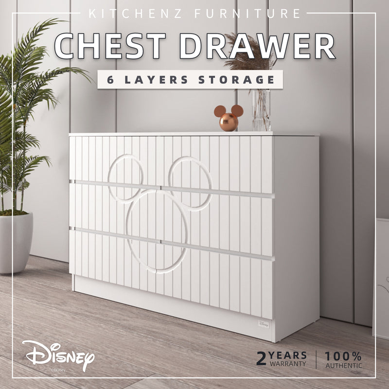 4FT Disney Series 6 Layer Chest Drawer 100% Authentic 3D Concave-Convex Surface Big Size Mickey-HMZ-FN-CD-D8274-WT