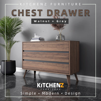 (EM) 3.6FT Kinsley Series Chest Drawer with 3 Layer Drawer Storage-HMZ-FN-CD-K0169-GY
