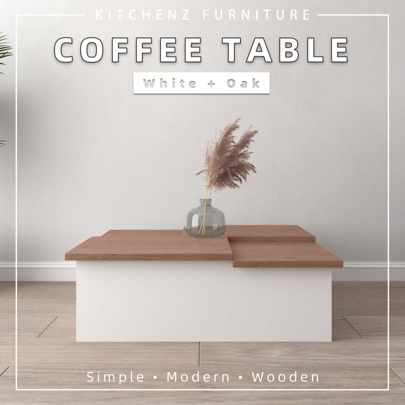 (EM) 3.2FT Austral Series Coffee Table Living Room Meja Kopi Modern Design Natural Oak Surface - HMZ-FN-CT-AU0005-WT
