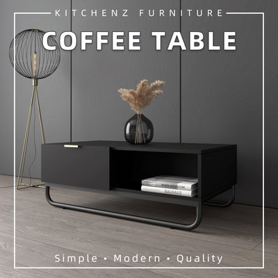 3FT Bestar Series Coffee Table With Drawer Metal Leg - HMZ-FN-CT-B1056-BK