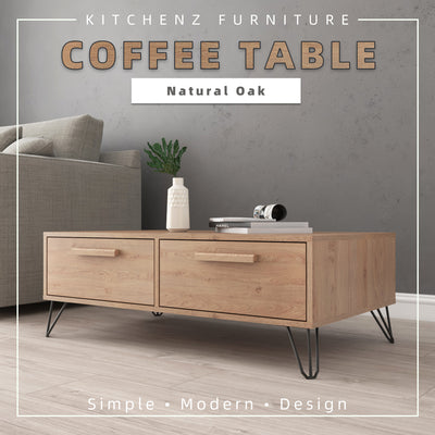 3.3FT Chester Series Coffee Table Living Room Meja Kopi Side Table Meja Sisi Modern Design Metal Leg-HMZ-FN-CT-C3710-OAK