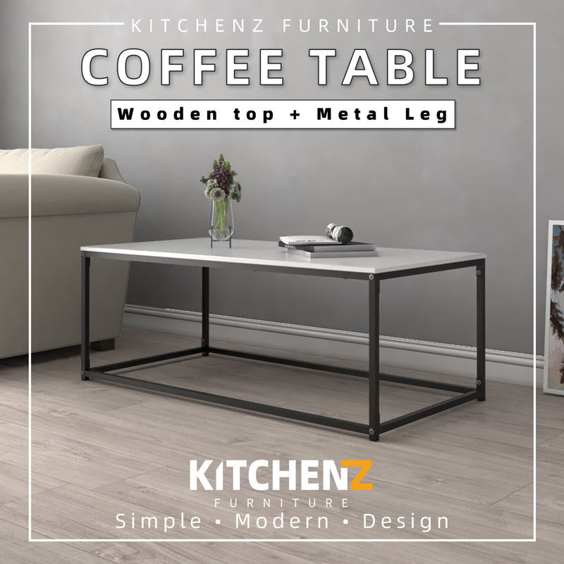 4FT Neva Series Coffee Table with Black Metal Leg-HMZ-FN-CT-N1260-WT