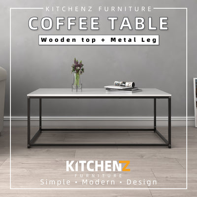 4FT Neva Series Coffee Table with Black Metal Leg-HMZ-FN-CT-N1260-WT