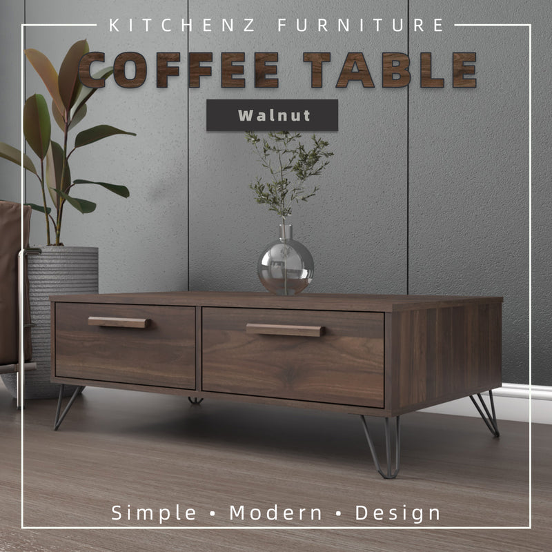 3.3FT Victor Series Coffee Table Living Room Meja Kopi Side Table Meja Sisi Modern Design Metal Leg-HMZ-FN-CT-V3710-WN