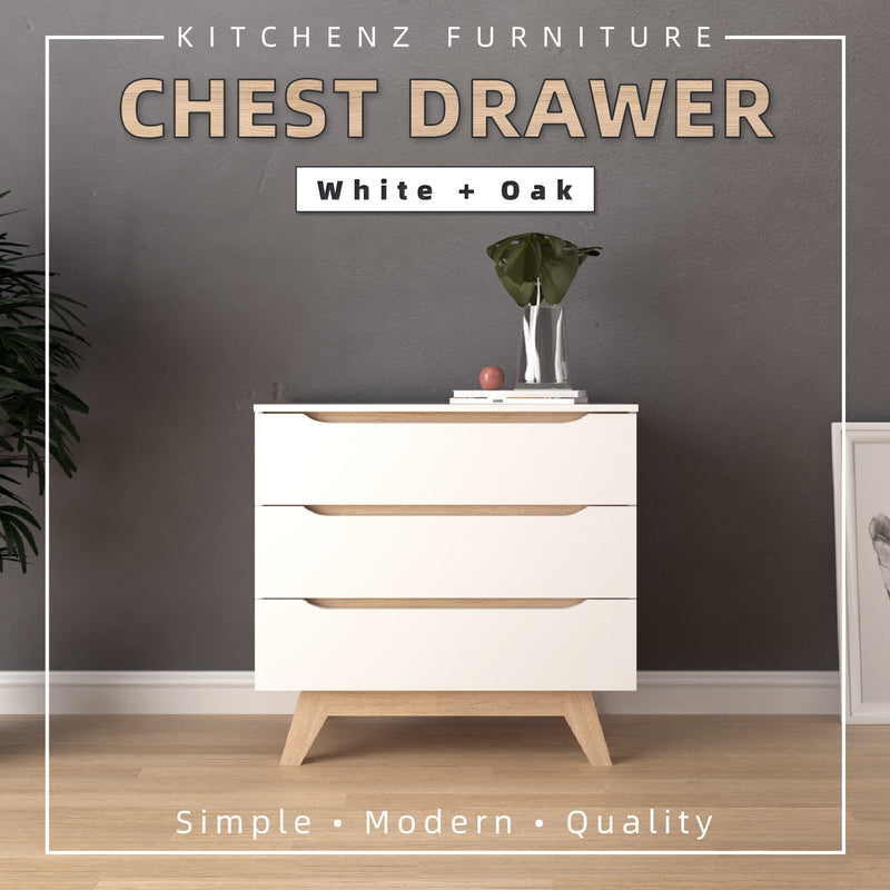(EM) 3FT Simona Series Chest Drawer Particle Board with 3 Drawers-HMZ-FN-CD-7780-WT