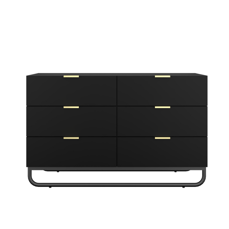 4FT Bestar Series Display Cabinet with 6 Drawers Storage Metal Leg - HMZ-FN-DC-B1275-BK