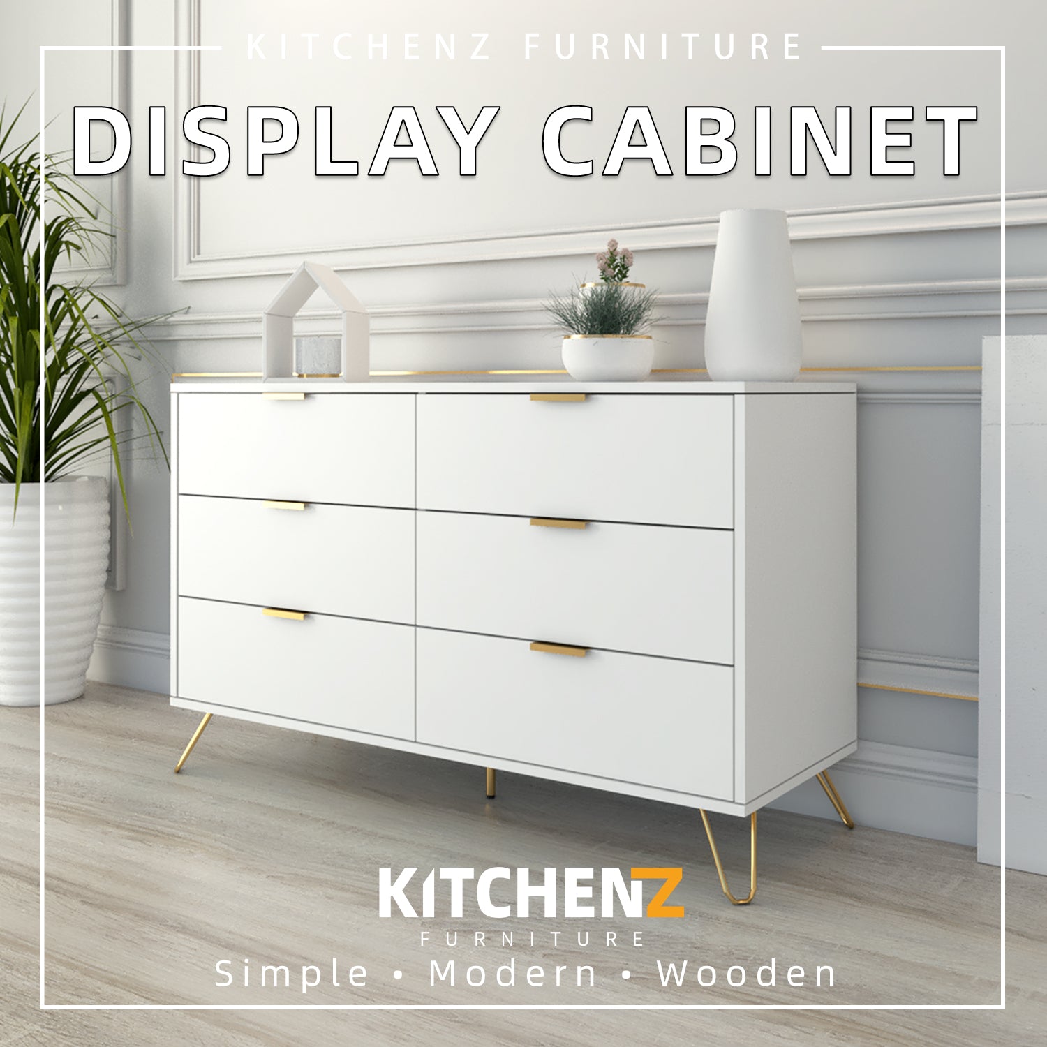 4FT Eudora Series Display with 6 DrawersHMZFNDCE7540WT