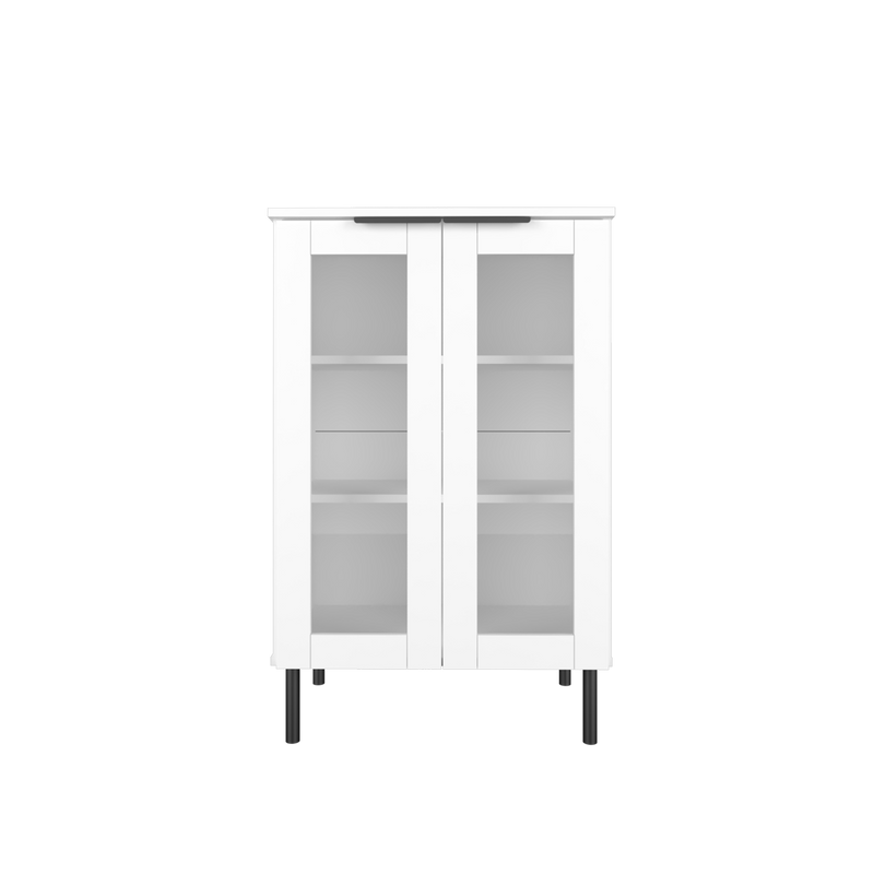 (EM) 2 Doors / 4 Doors Glass Display Cabinet Sideboard Cabinet Living Cabinet-M8060/M8120-WT