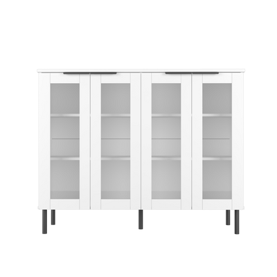 (EM) 2 Doors / 4 Doors Glass Display Cabinet Sideboard Cabinet Living Cabinet-M8060/M8120-WT