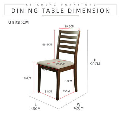 (FREE Shipping) 4 People Seater Noah Dining Set Solid Wood Table & Ladder Back Chair with Polyester Seat / Set Meja Makan-NOAH 11070+N1999