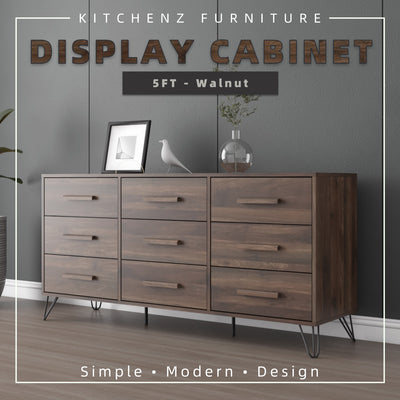 5FT Victor Series Display Cabinet with Drawer Storage Cabinet Sideboard Cabinet Living Cabinet-HMZ-FN-DC-V1405-WN