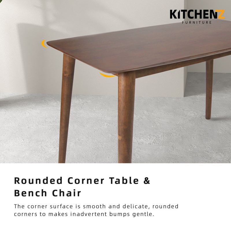 Aslan Solid Wood Dining Table with Rounded Corner-HMZ-FN-DT-Aslan