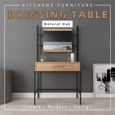 (EM) 3FT Chester Series Dressing Table Modernist Design With Mirror Makeup Table/ Meja Solek-HMZ-FN-DT-CB005-OAK