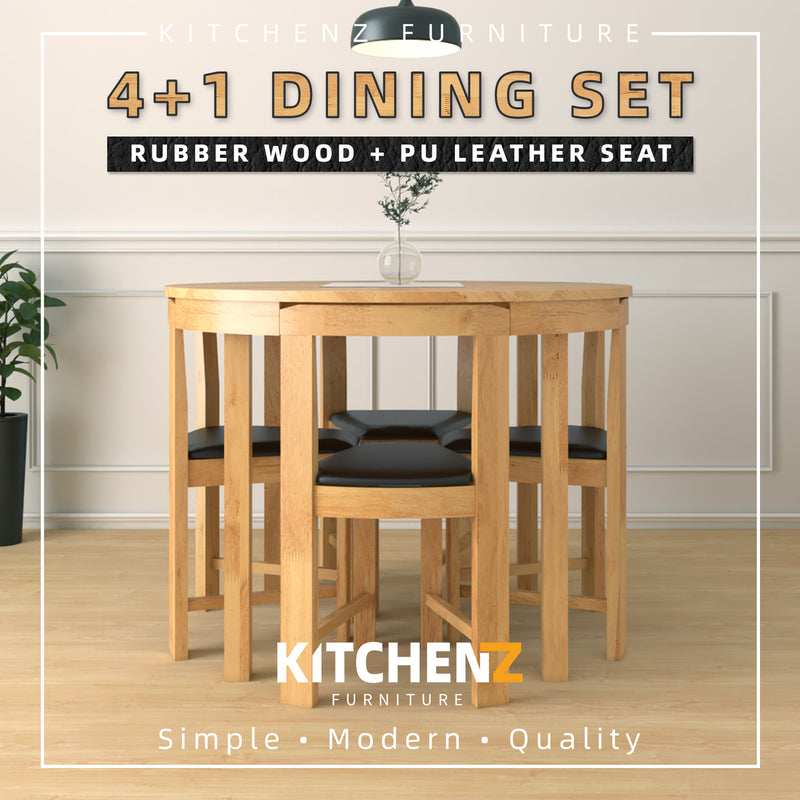 Modern Rubber Wood Dining Set / Dining Table / Dining Chair / Rubber Wood / PU Leather Seat Dining Chair