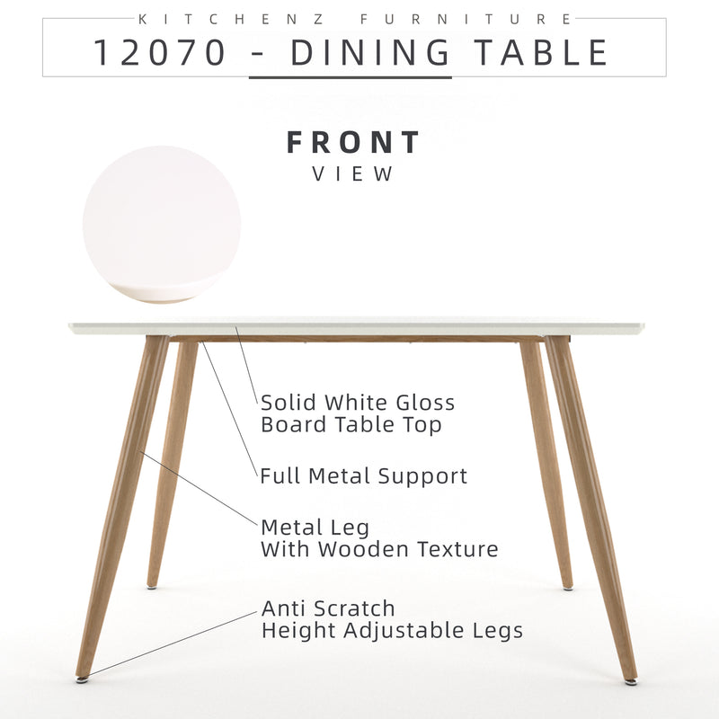 4FT / 4.6FT Modern 4 Seater Contemporary Dining Table-HMZ-FN-DT-JT01(12070/14080)-WT