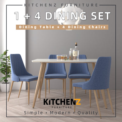 4 People Seater Modern Dining Table Set with 1 Table 4 Chairs-HMZ-FN-DT-JT01(12070)-WT